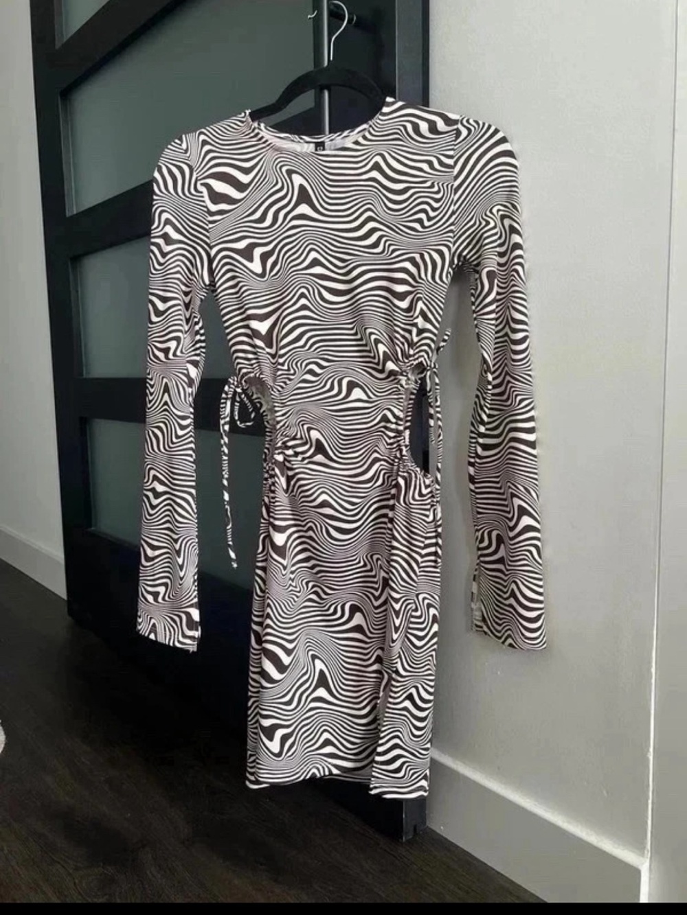 Mocha Zebra-Print Long Sleeve Dress
